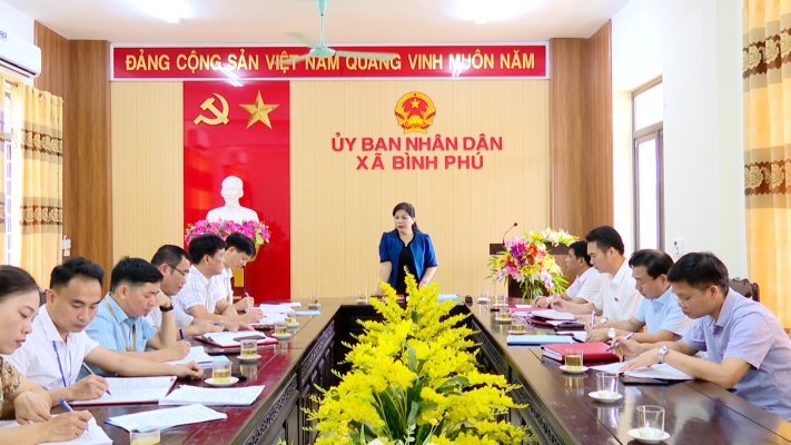 Đồng chí bí thư huyện ủy kiểm tra kết quả rà soát các tiêu chí xã đạt chuẩn nông thông mới tại xã Bình Phú